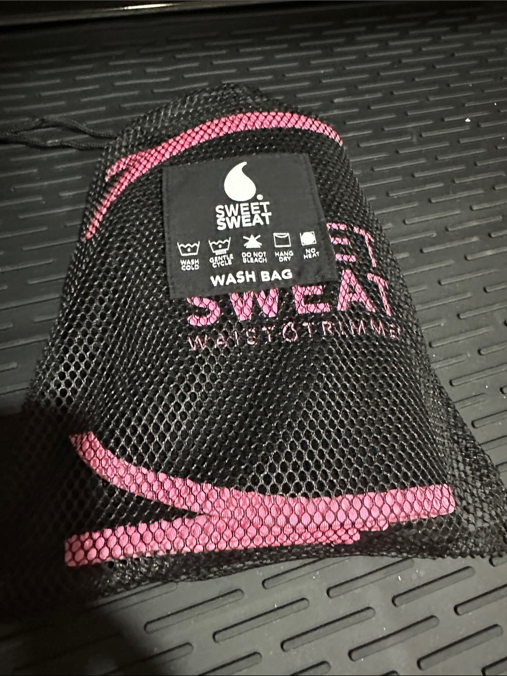 Sweet Sweat Black Mesh Wash Bag with Pink Trim